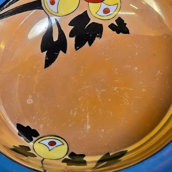 Vintage Meito China Hand Painted Lusterware Bowl Japan Blue Rim Floral 8" - Picture 7 of 14